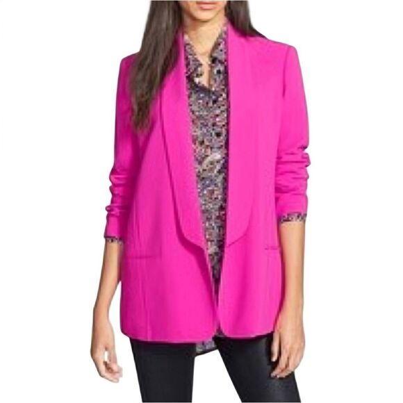 Mural Hot Pink Fuchsia Shawl Collar Open Front Blazer Jacket Womens S - Picture 1 of 6